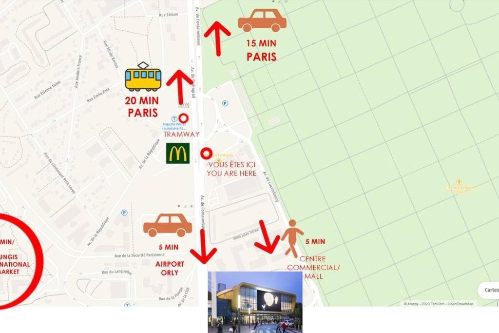 ثيس Appartement Paisible Et Bien Situe - Proche Aeroport D'Orly Et Tramway Pour Paris المظهر الخارجي الصورة